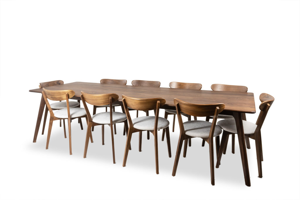 Walnut dining set. 21st century.