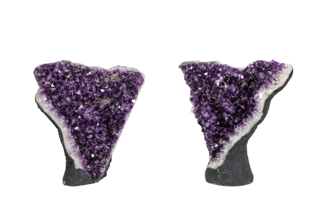 Pair of amethyst sculptures.