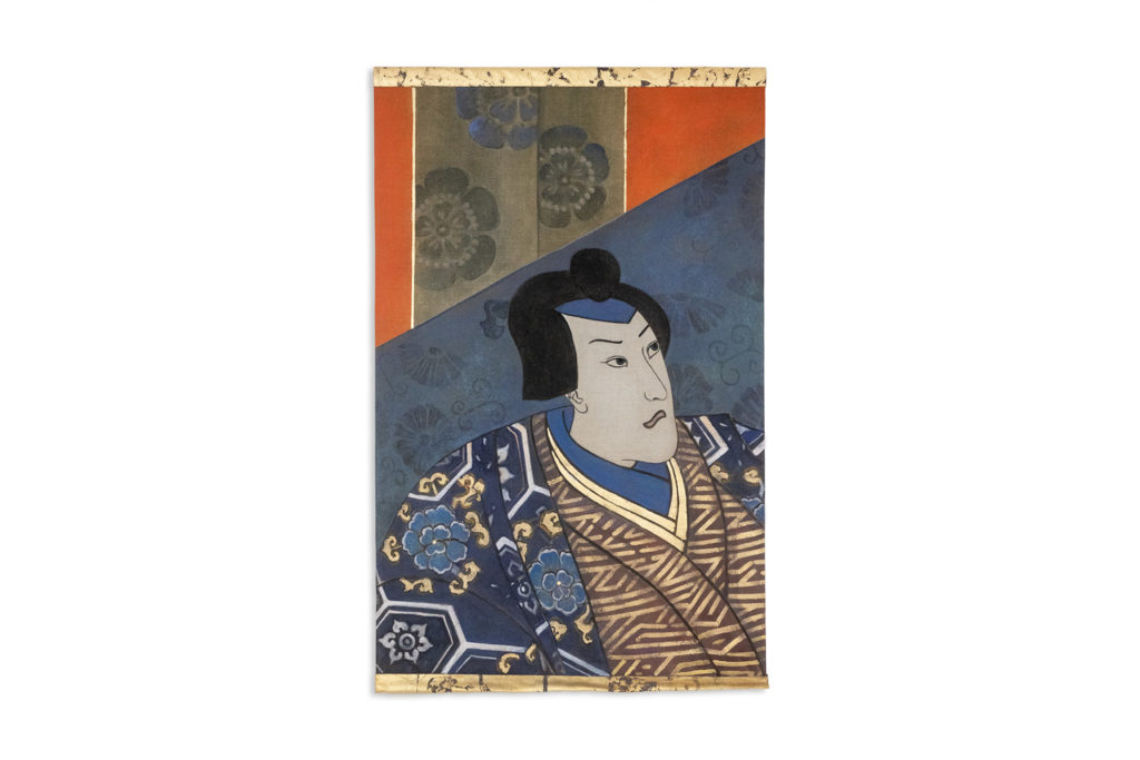 Painted canvas representing a Japanese samurai. Contemporary.